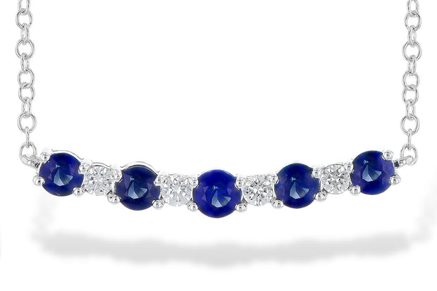 Lady's White 14 Karat Blue Sapphire & Diamond Neck - Van Drake Jewelers