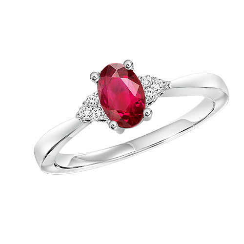 Lady's White 10 Karat Ruby & Diamond Fashion Ring