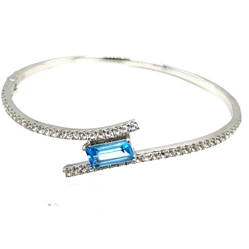 Sterling Silver Blue Topaz & White Topaz Bracelet