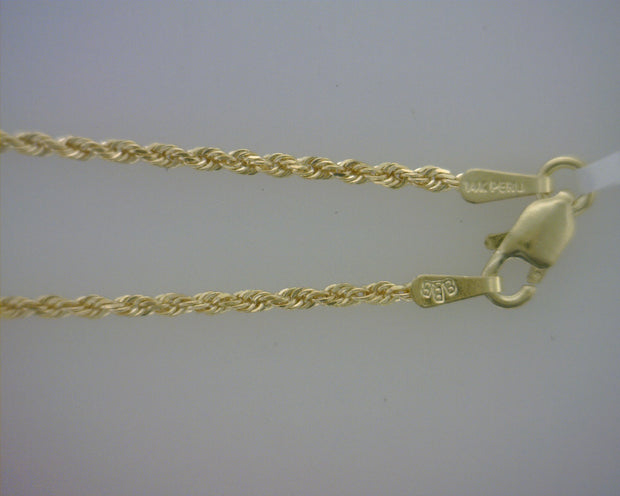 Yellow 14 Karat 1.5Mm D/C Rope Chain Length 20 - Van Drake Jewelers