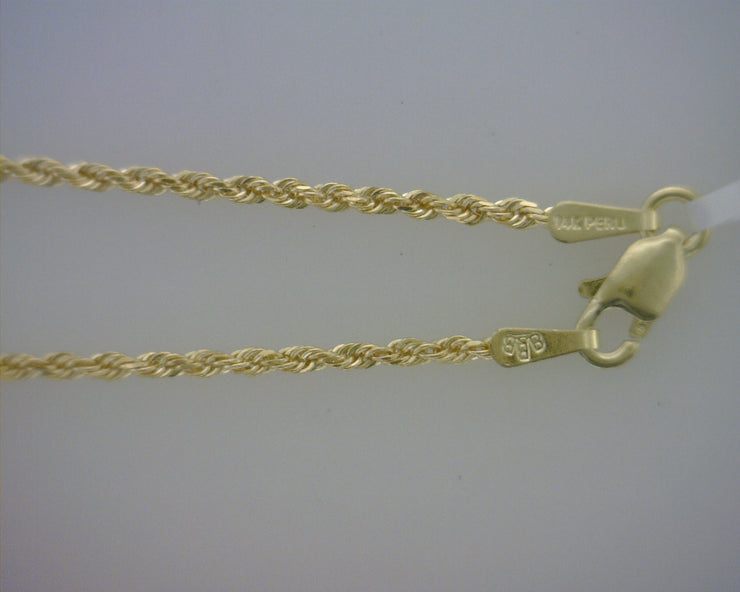 Yellow 14 Karat 1.5Mm D/C Rope Chain Length 20