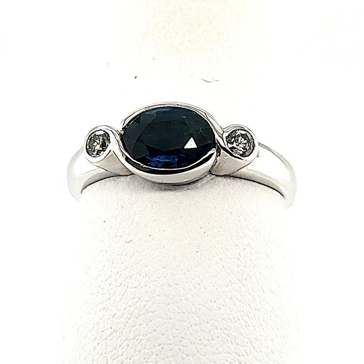 Lady's White 14 Karat Bezel Fashion Ring With One - Van Drake Jewelers