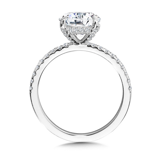 White 14 Karat Hidden Halo Ring With One = 2.03Ct