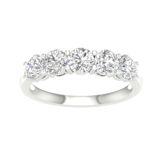 White 14 Karat 5 Stone Ring Size 7 With 5=1.50Tw R - Van Drake Jewelers