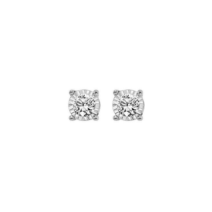 Lady's White 14 Karat Tru-Reflection Stud Earrings