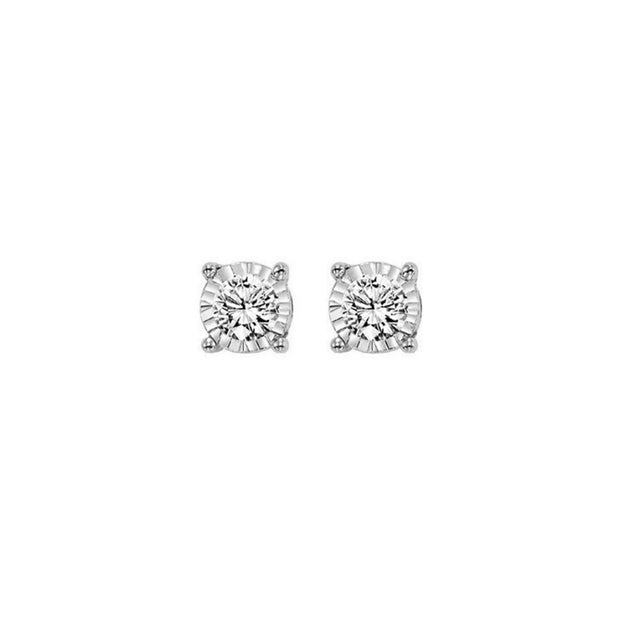 Lady's White 14 Karat Tru-Reflection Stud Earrings - Van Drake Jewelers