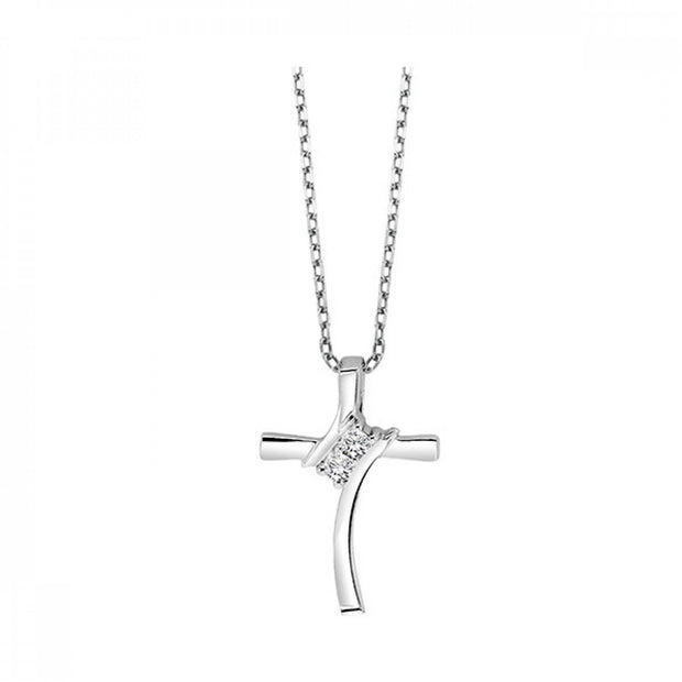 Sterling Silver TwoGether Cross Pendant/Necklace L - Van Drake Jewelers