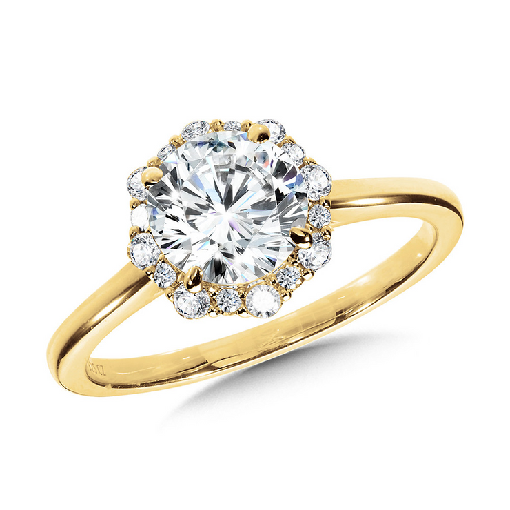 Yellow 14 Karat Blooming Halo Ring With One = 2.02