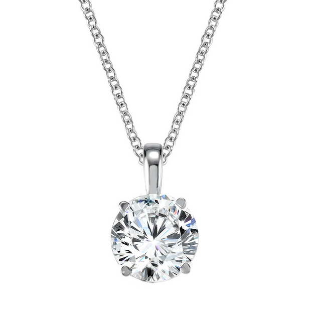 White 14 Karat Solitaire Pendant/Necklace With One