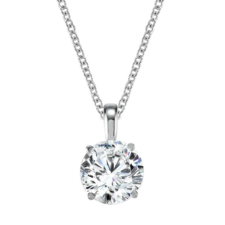 White 14 Karat Solitaire Pendant/Necklace With One