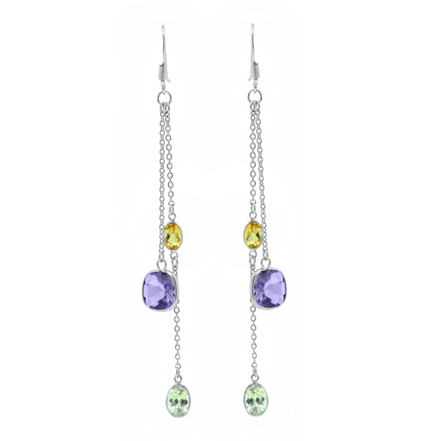 Sterling Silver Amethyst, White Topaz & Citrine Ea