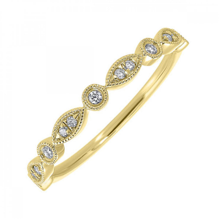 Lady's Yellow 14 Karat Ring With 13=0.10Tw Round G - Van Drake Jewelers