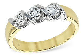 Lady's Two-Tone 14 Karat 3 Stone Ring With 3 = 0.5