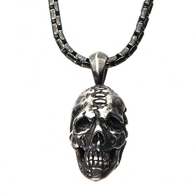 Gent's Stainless Steel Antique Silver Skull Head P - Van Drake Jewelers