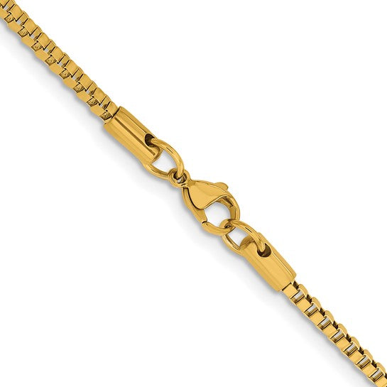 Yellow Stainless Steel 2.4Mm Box Chain Length 22