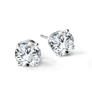 White 14 Karat 4 Prong Stud Earrings With 2 = 2.00