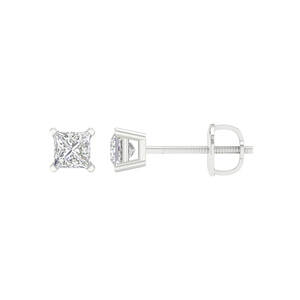 Lady's White 14 Karat Stud Earrings With 2=0.50Tw - Van Drake Jewelers