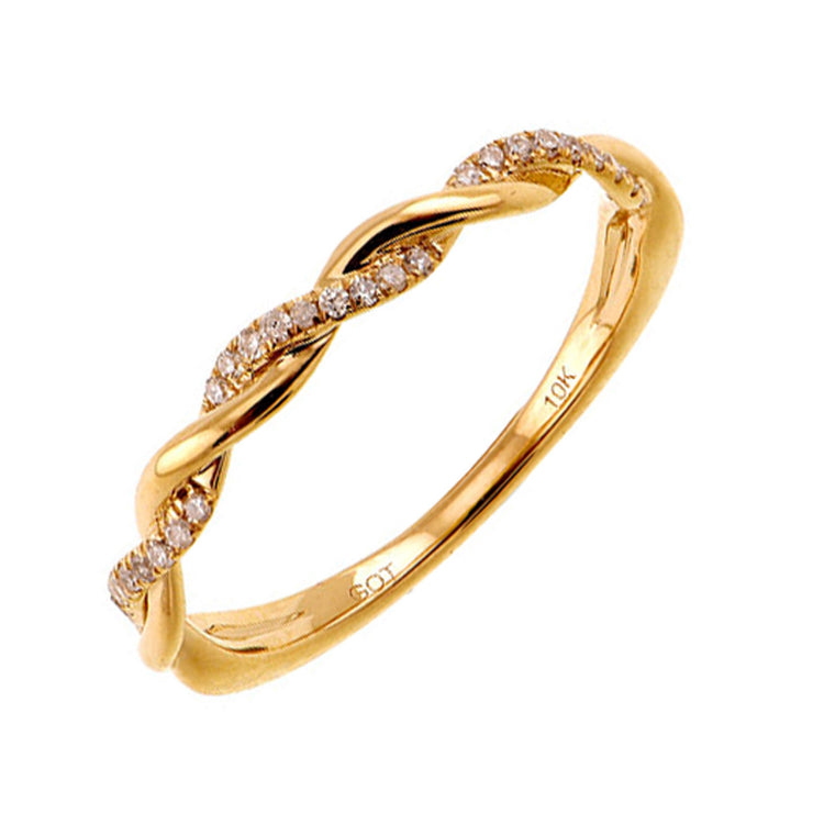 Lady's Yellow 10 Karat Ring Size 7 With 27=0.07Tw - Van Drake Jewelers