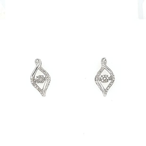 Lady's Sterling Silver Rhythm Of Love Earrings Wit