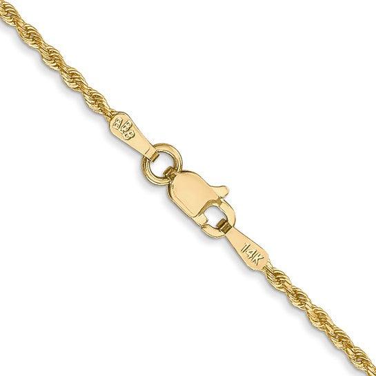 Yellow 14 Karat 1.5Mm D/C Rope Chain Length 20