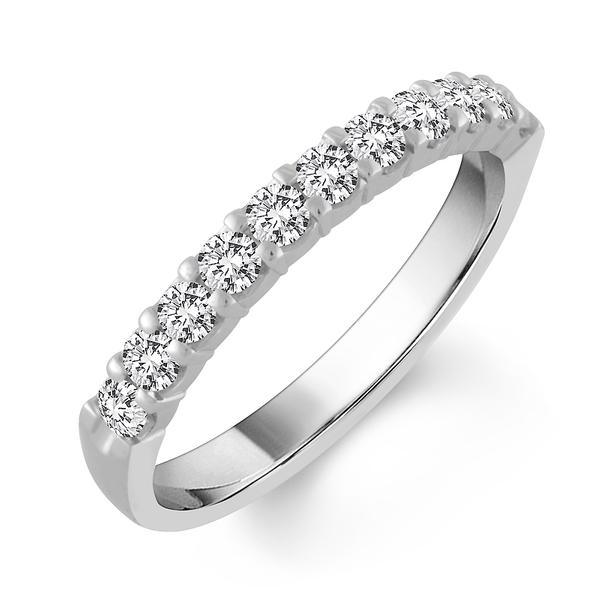 Lady's White 14 Karat 11-Stone Wedding Ring With 1