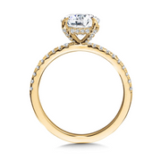 Yellow 14 Karat Hidden Halo Ring With One = 1.56Ct