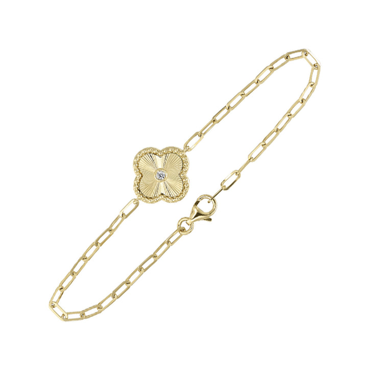 Yellow 10 Karat Bracelet With One 0.04Ct Round H/I - Van Drake Jewelers