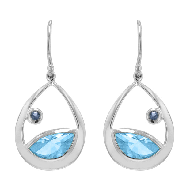 Sterling Silver Blue Topaz & Iolite Earrings