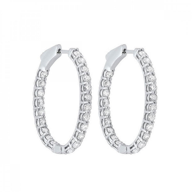 Lady's White 14 Karat Inside-Out Oval Hoop Earring - Van Drake Jewelers