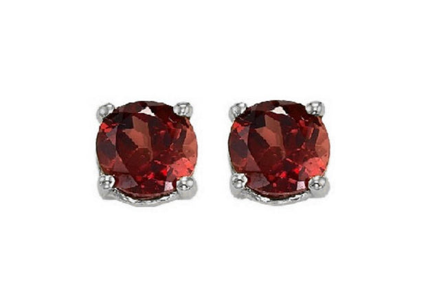 White 14 Karat 4Mm Garnet Stud Earrings
