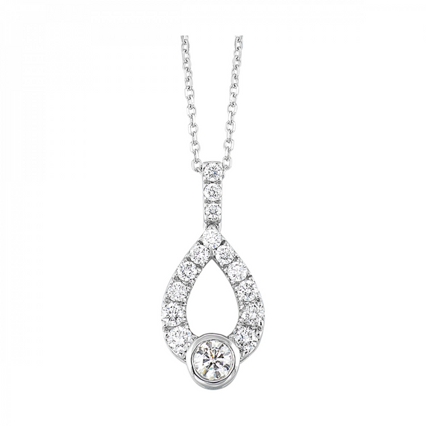 White 14 Karat Milesones Pendant/Necklace With 15