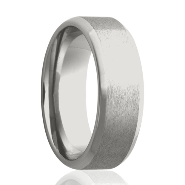 Cobalt Satin Center 7Mm Beveled Edge Ring Size 10. - Van Drake Jewelers