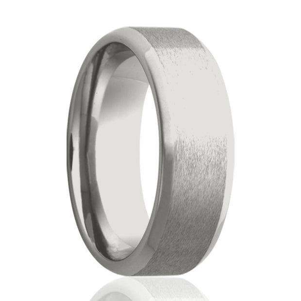 Cobalt Satin Center 7Mm Beveled Edge Ring Size 10