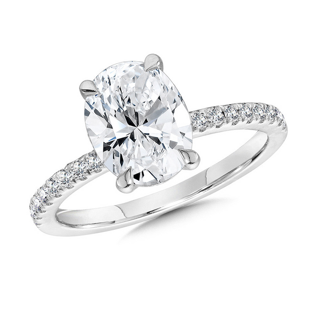 White 14 Karat Hidden Halo Ring With One = 2.01Ct