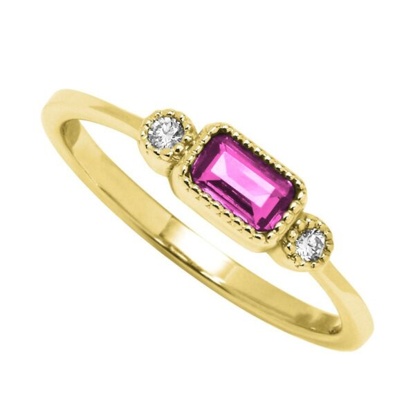 Yellow 10 Karat Ring With One = 5.00X3.00Mm Emeral