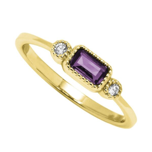 Yellow 10 Karat Ring With One = 5.00X3.00Mm Emeral