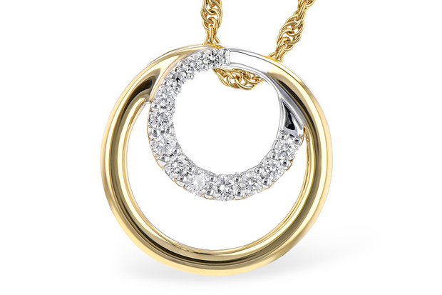 Two-Tone 14 Karat Double Circle Pendant/Necklace L