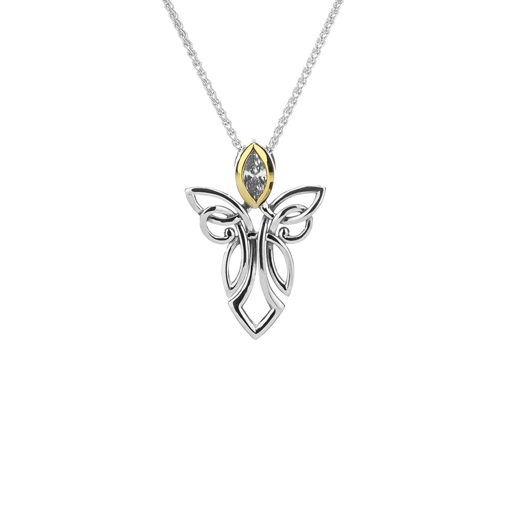 Lady's Sterling Silver/10K Guardian Angel Cz Penda - Van Drake Jewelers