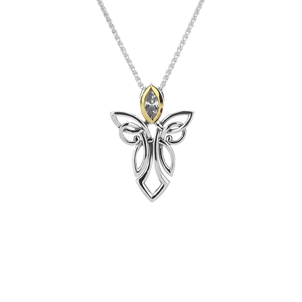 Lady's Sterling Silver/10K Guardian Angel Cz Penda