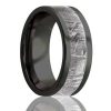 Black Zirconium 8Mm Wide Flat With Meteorite Inlay