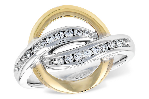 Two-Tone 14 Karat Contemporary Ring With 22 = 0.33