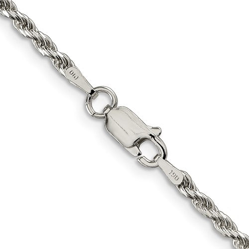 Sterling Silver 2.25mm Rhodium Plated 22" DC Rope - Van Drake Jewelers