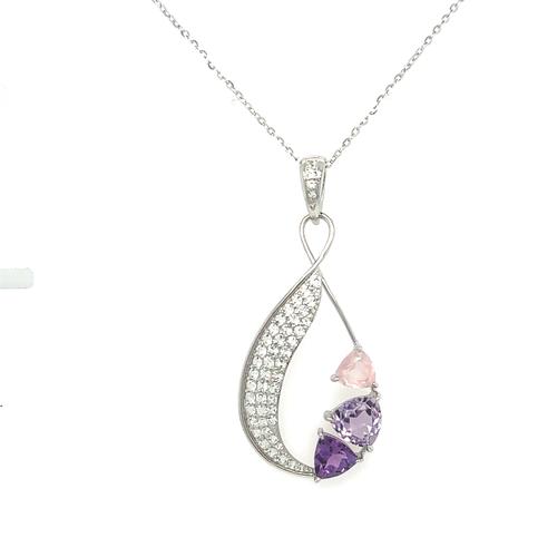 Lady's Sterling Silver Amethyst & White Topaz Neck