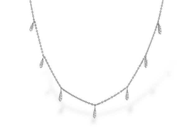 White 14 Karat Station Necklace Length 18 With 21