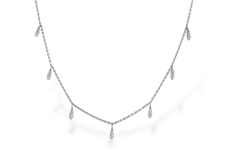 White 14 Karat Station Necklace Length 18 With 21