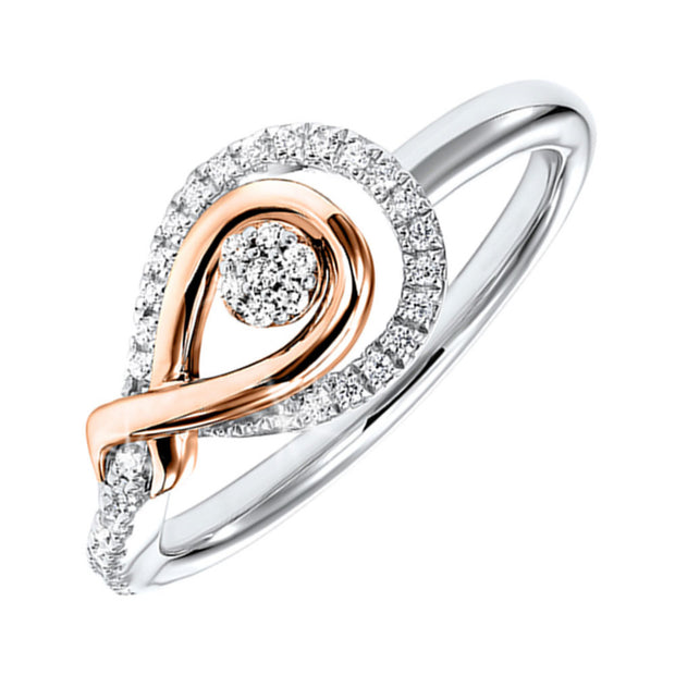 Lady's Two-Tone Sterling Silver/10K Ring With 35=0