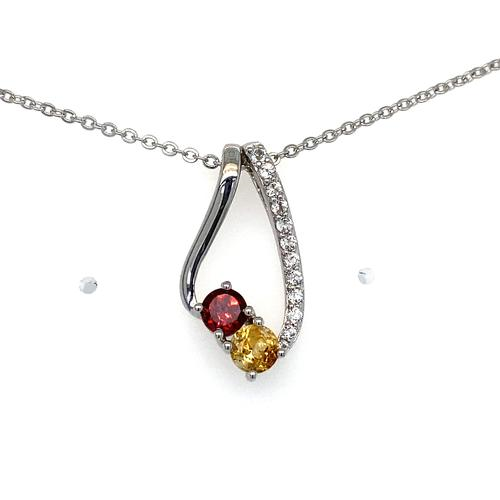 Sterling Silver Garnet, Citrine & White Topaz Neck