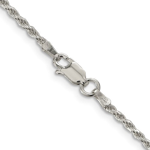 Sterling Silver 1.85mm Rhodium Plated 18" DC Rope