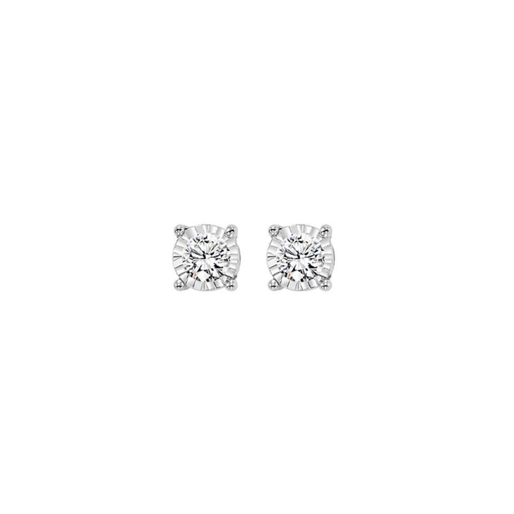 Lady's White 14 Karat Tru-Reflection Stud Earrings - Van Drake Jewelers
