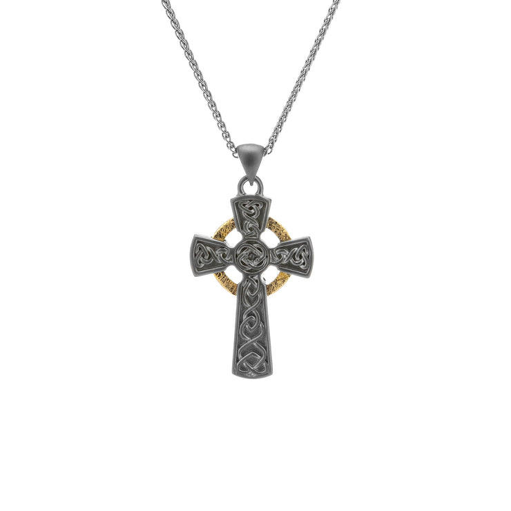 Sterling Silver/Ruthenium/10K Small Celtic Cross N